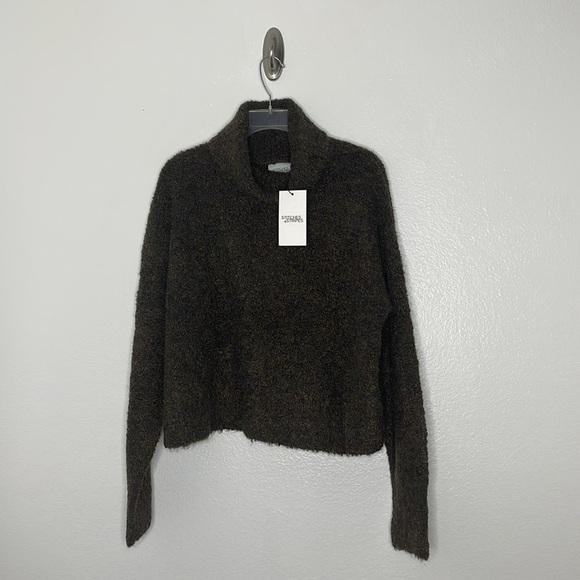 Revolve Stitches & Stripes Green Brown Cowl Neck Sweater Chunky Knit Large New - Picture 2 of 5
